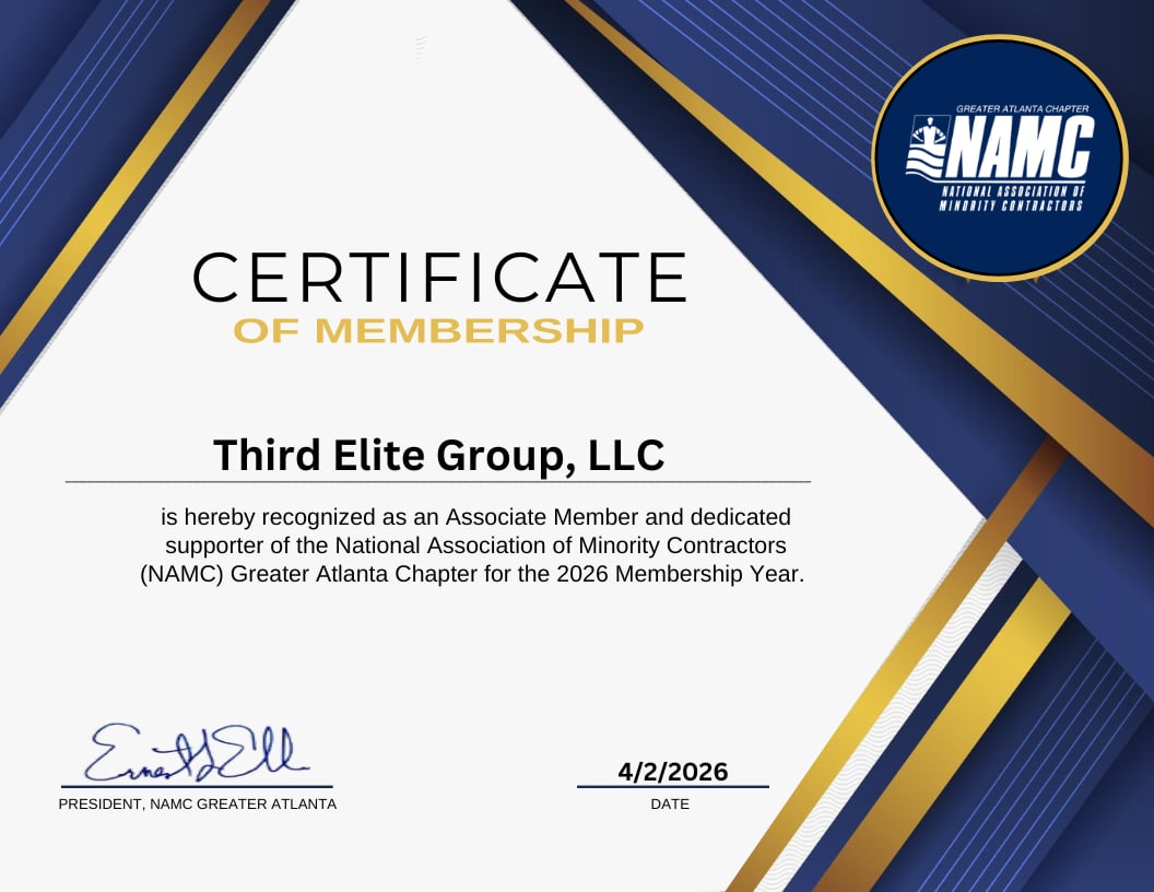 NAMC Greater Atlanta Chapter Certificate of Membership recognizing Third Elite Group, LLC as an Associate Member for the 2026 membership year